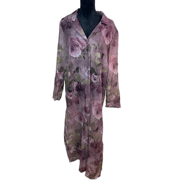 Midnight Velvet Dresses & Skirts - midnight velvet Vintage Floral Jacket  Long Pink Cottagecore Rose size 16